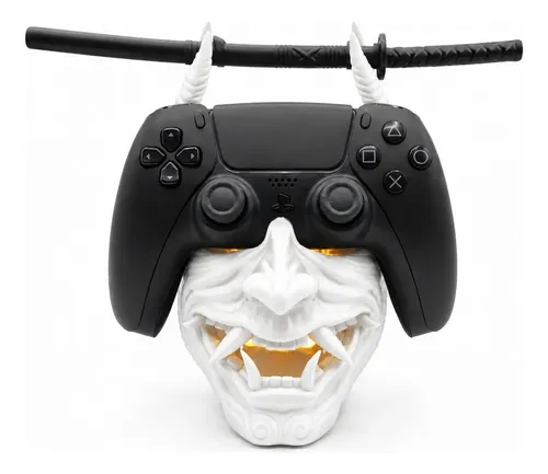 Suporte de Controle PS5/PS4 com LED Máscara Samurai Oni — Vale a Pena?
