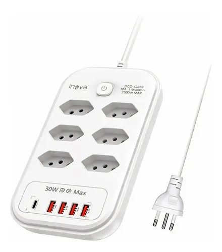 Filtro de Linha 6 Tomadas + 4 USB + USB-C (INOVA) — Vale a pena?